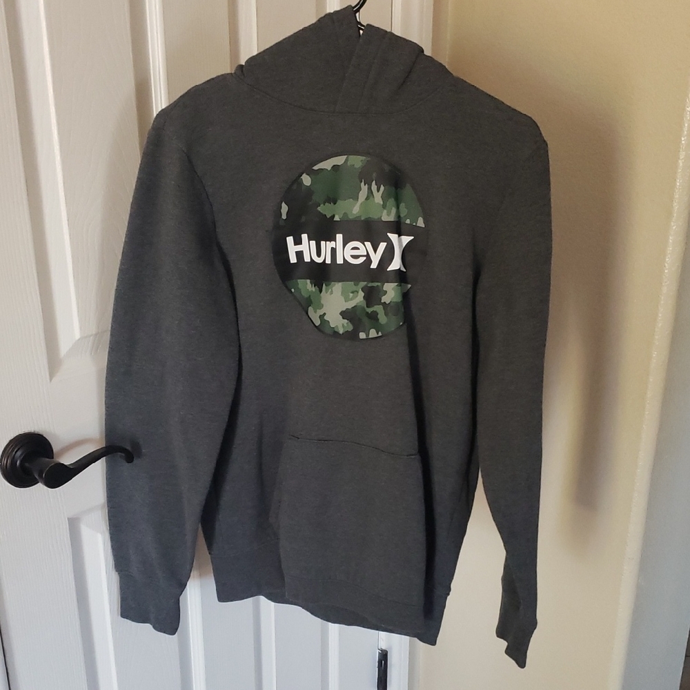 Hurley Dark Gray Men's Hoodie with Camo Logo